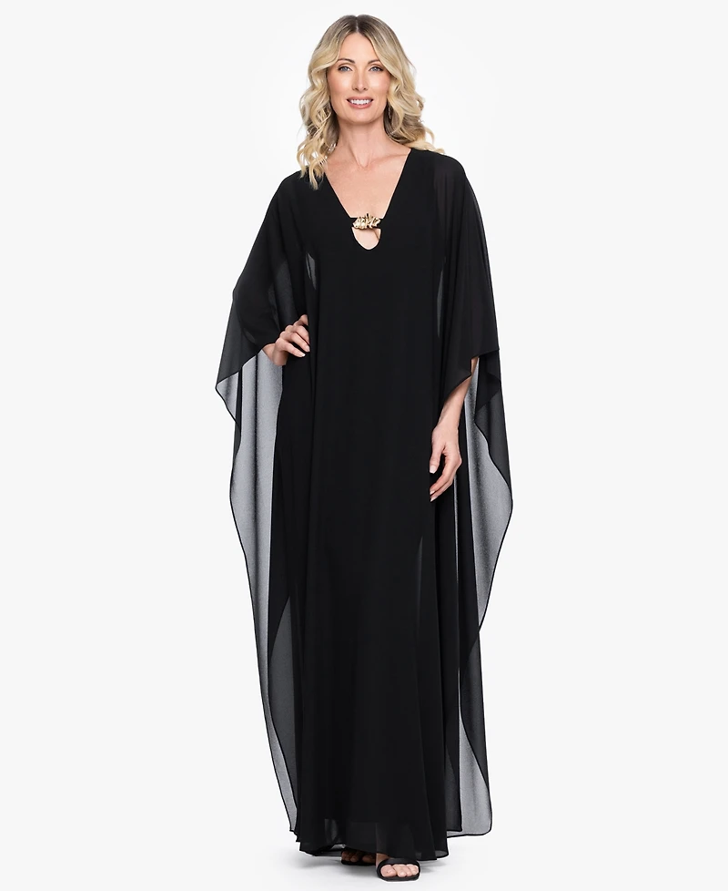 Betsy & Adam Women's V-Neck Long Kaftan Dress