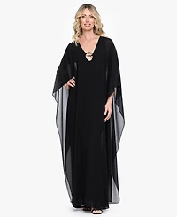 Betsy & Adam Women's V-Neck Long Kaftan Dress