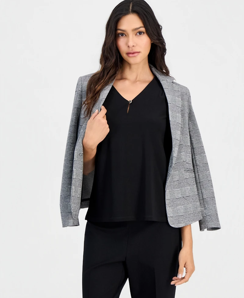 Anne Klein Essentials Petite V-Neck Keyhole Sleeveless Blouse