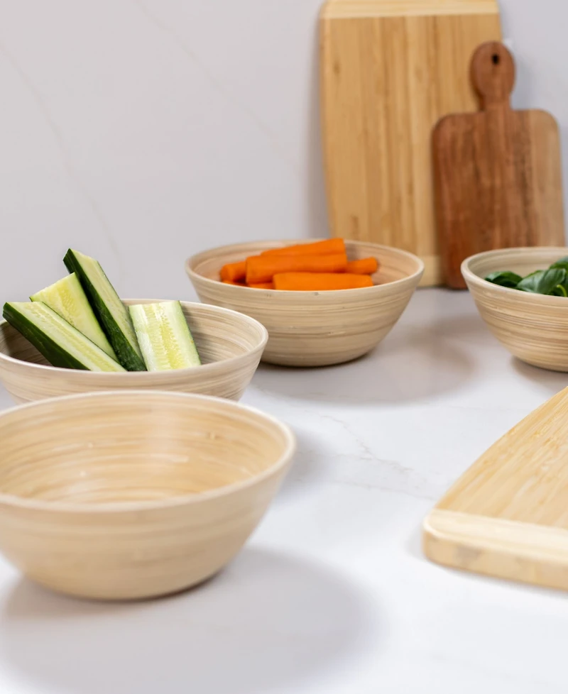 Joyce Chen Lexa Bamboo 8-Pc. Handcrafted Plate and Salad Bowl Set