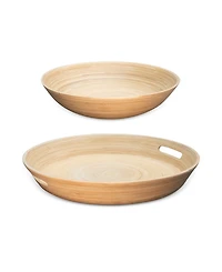 Joyce Chen Lexa Bamboo 2-Pc. Handcrafted Serving Tray Set
