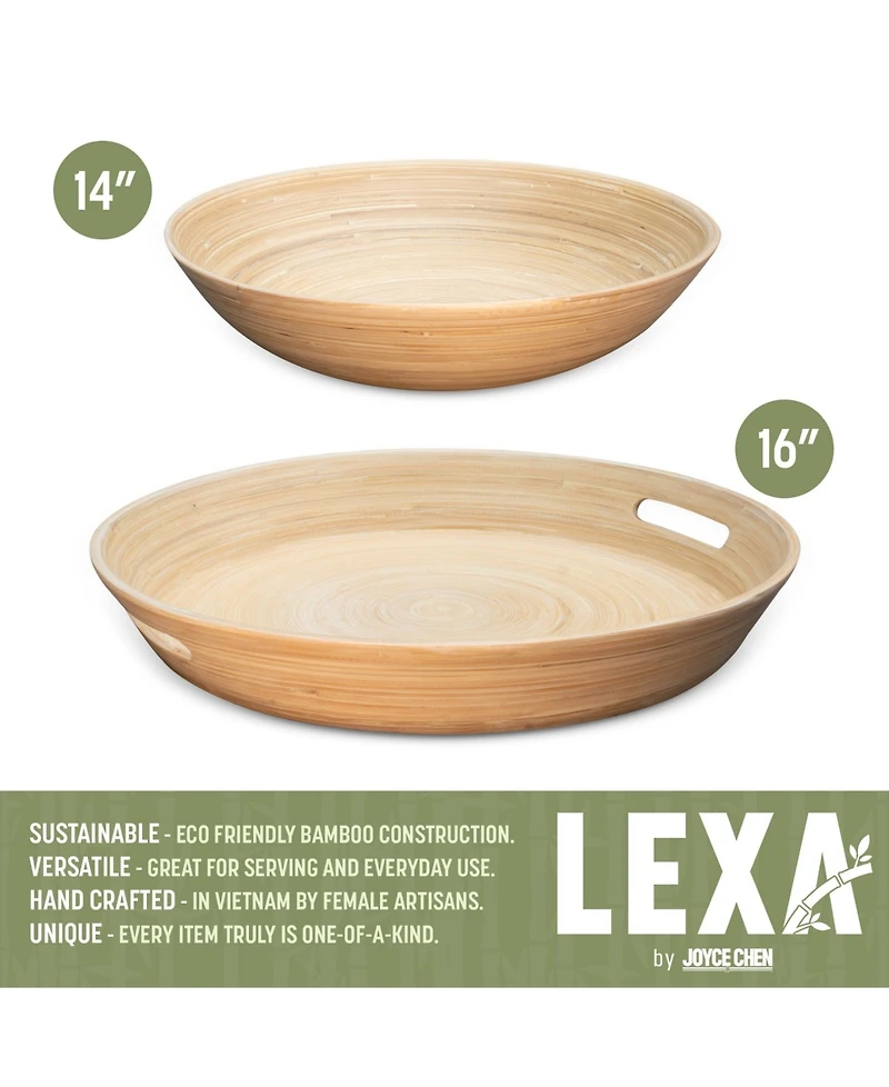 Joyce Chen Lexa Bamboo 2-Pc. Handcrafted Serving Tray Set