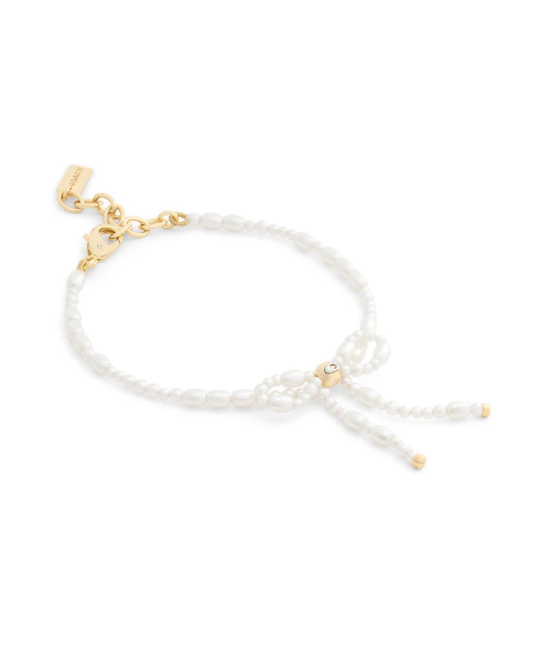Coach Faux Imitation Pearl Bow Strand Bracelet