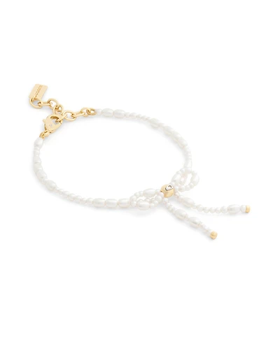 Coach Faux Imitation Pearl Bow Strand Bracelet