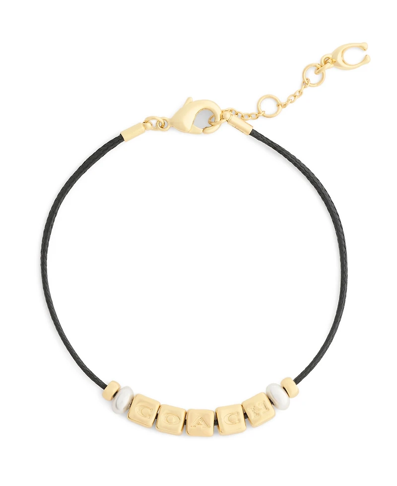 Coach Faux Imitation Pearl Signature Coach Cube Bracelet