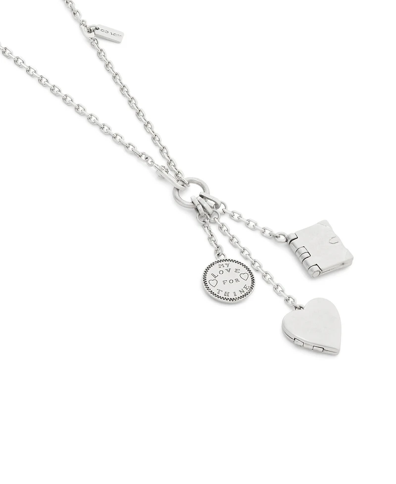 Coach Silver Runway Heart Charm Necklace