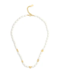 Coach Faux Imitation Pearl Iconic Signature Charm Strand Necklace