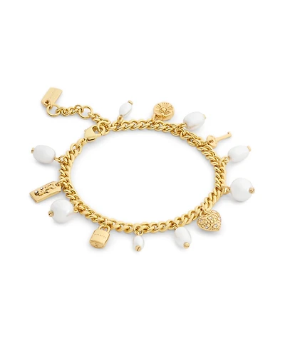 Coach Faux Imitation Pearl Iconic Signature Charm Bracelet