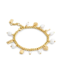 Coach Faux Imitation Pearl Iconic Signature Charm Bracelet