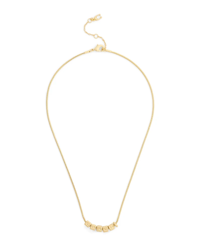 Coach Gold Signature Coach Cube Necklace