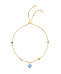 Coach Faux Stone Signature C Enamel Heart Charm Slider Bracelet