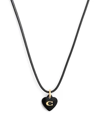 Coach Black Signature C Resin Heart Pendant Necklace