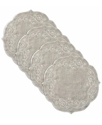 Lenox French Perle Linen Embroidered Round Placemats, Set of 4