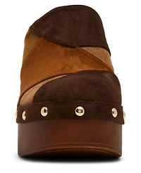 Madden Girl Women's Austin-p Patch Studded Wooden Platforms Mules Clogs