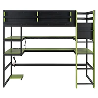 Streamdale Furniture Twin Loft Bed With Desk, Storage, Shelves