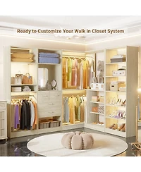 Aheaplus Corner Closet Organizer System, 36'' Wide Freestanding Storage Unit with 2 Hanging Rods and 8 Shelves