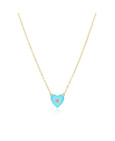 The Lovery Turquoise Cz Single Heart Necklace 14K Gold-Plated Sterling Silver