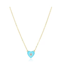 The Lovery Turquoise Cz Single Heart Necklace 14K Gold-Plated Sterling Silver