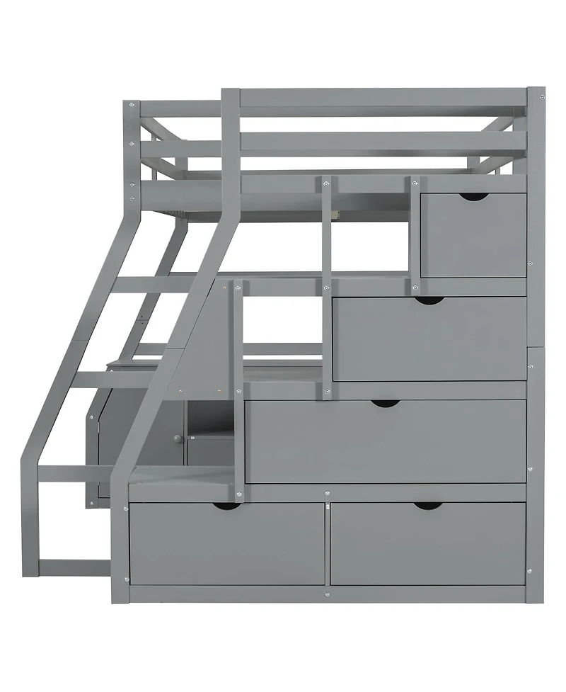 Streamdale Furniture Full Size Loft Bed with 7 Drawers 2 Shelves and Desk
