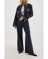 Nasty Gal Women's Star Studded Baggy Denim Jeans