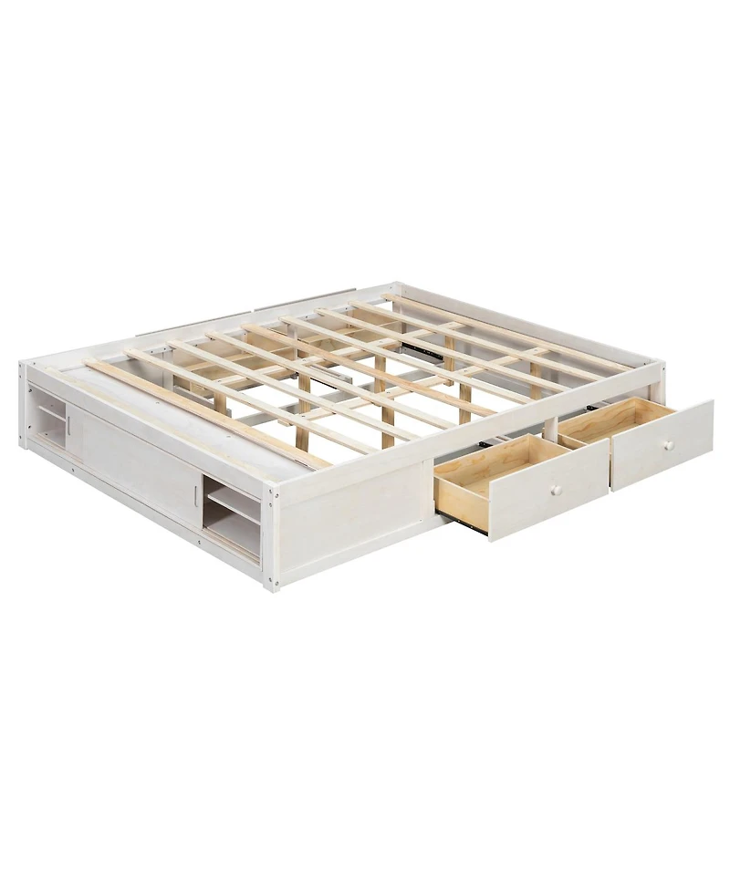Streamdale Furniture Queen Platform Bed with 4 Drawers, Footboard Storage, No Headboard