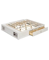 Streamdale Furniture Queen Platform Bed with 4 Drawers, Footboard Storage, No Headboard