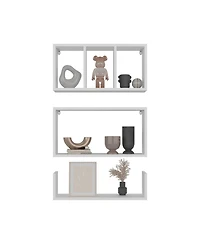 Fm Furniture Wall Mounted Floating Shelves, Set of 3 Rectangular Display Racks