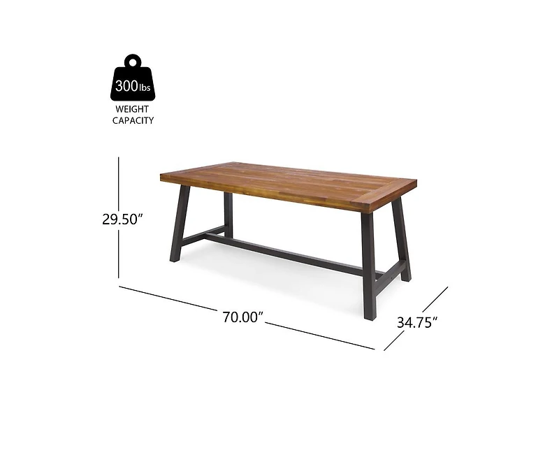 sumyeg Carlie Outdoor Sandblast Finish Dining Table with Metal Legs