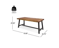 sumyeg Carlie Outdoor Sandblast Finish Dining Table with Metal Legs