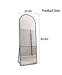 Phying arched full-length mirror with aluminum alloy frame, floor or wall mounted, perfect for bathroom, bedroom, or dressing areas