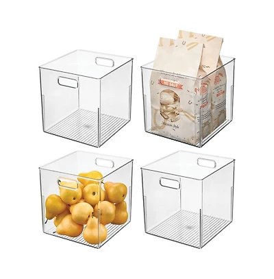 iDesign Small Cube Bin for Cabinet or Pantry, Set of 4, Clear, Made in Usa