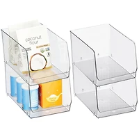 Stackable Clear Plastic Open Front Storage Bin, 4-Pack