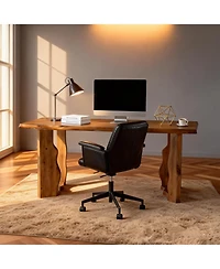 Tribesigns Live Edge Rustic Solid Wood Conference Table for 6 People, Farmhouse Meeting Table Executive Desk Workstation for Home Office