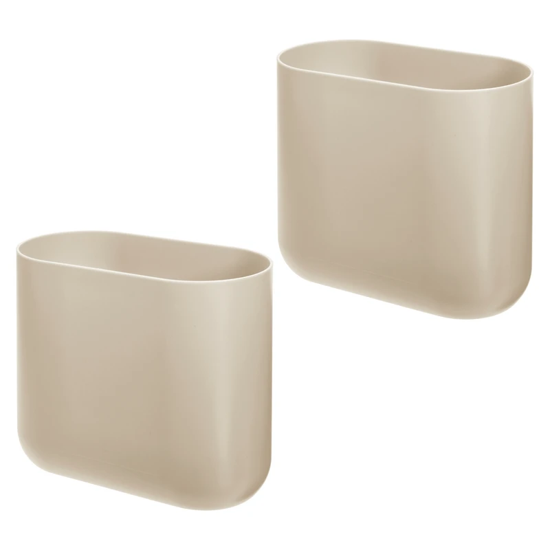 iDesign Small Plastic 1.9 Gallon Oval Bathroom Trash Can, 2-Pack