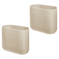 iDesign Small Plastic 1.9 Gallon Oval Bathroom Trash Can, 2-Pack