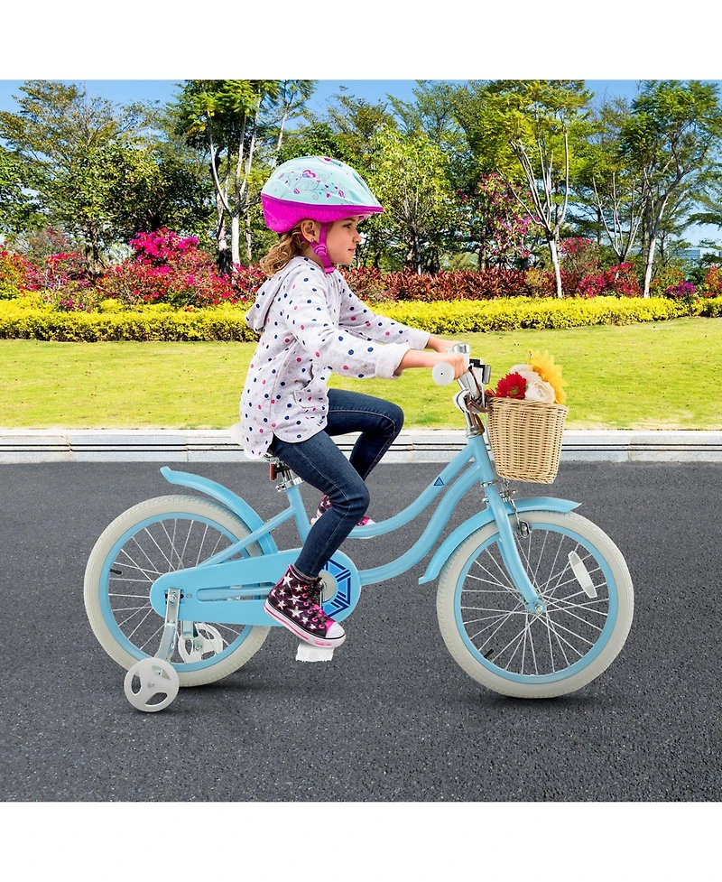 Gymax 18'' Kid's Bike w/ Training Wheels Adjustable Handlebar Seat Handbrake