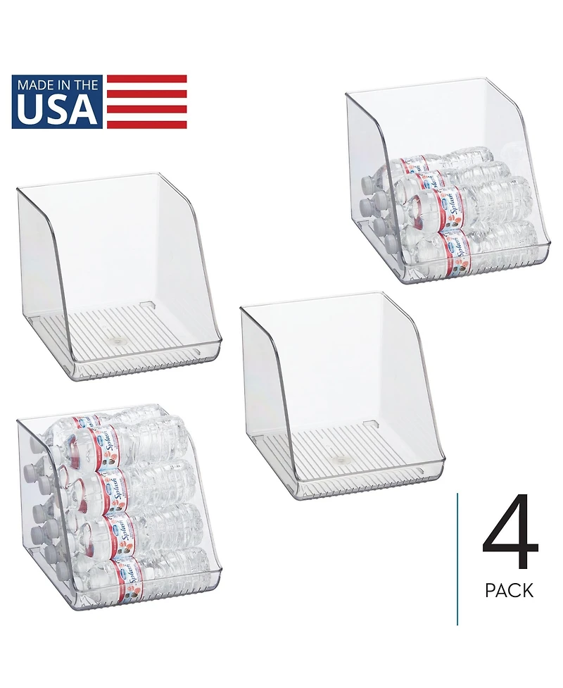 iDesign Clear Plastic Water Bottle Organizer for Fridge, 4-Pack