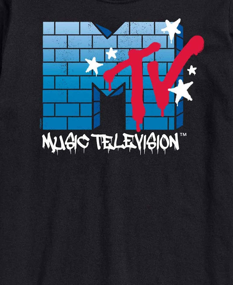 Airwaves Men's Mtv Logo Brick Wall Short-Sleeve Graphic T-Shirt