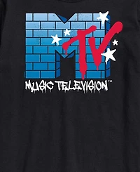 Airwaves Men's Mtv Logo Brick Wall Short-Sleeve Graphic T-Shirt