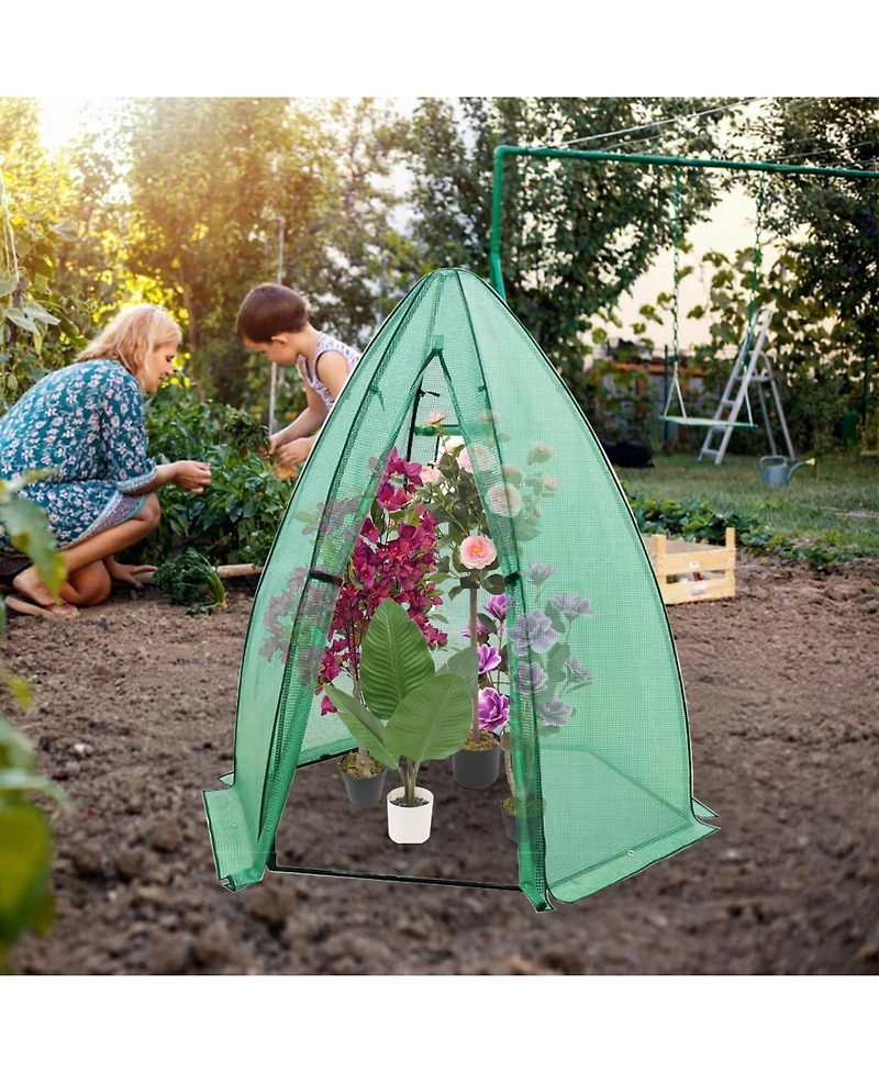 gaomon Outdoor Greenhouse for Plants, Hexagonal Portable Plant House with Pe Cover, Zipper Door, Mesh Window, Stable Frame for Vegetables, Flowers