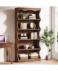 Tribesigns 70-Inch Tall Bookcase, 5-Tier Open Bookshelf with Unique Curved-Edge Design, for Living Room, Home Office, Bedroom
