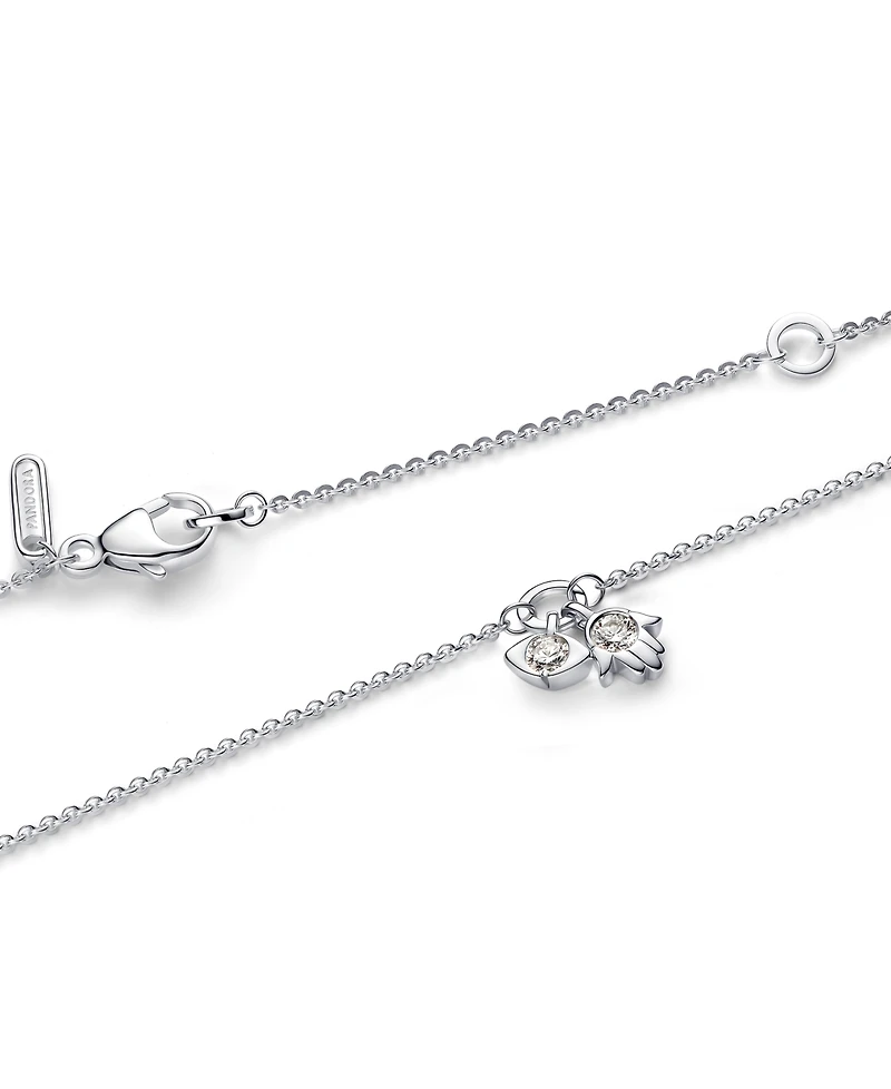 Pandora Talisman Sterling Silver Lab-Grown Diamond Evil Eye Hamsa Hand Dangle Pendant Necklace