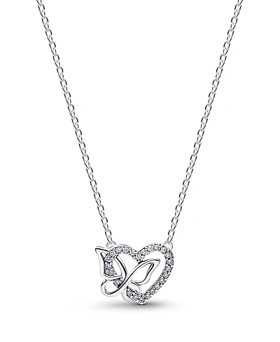 Pandora Entwined Heart Butterfly Pendant Necklace