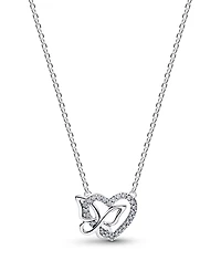 Pandora Entwined Heart Butterfly Pendant Necklace