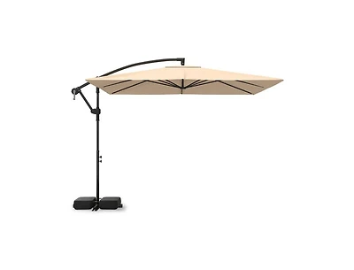 Slickblue Solar Led Cantilever Patio Umbrella Square with 360degree(s) Rotation for Outdoor Use