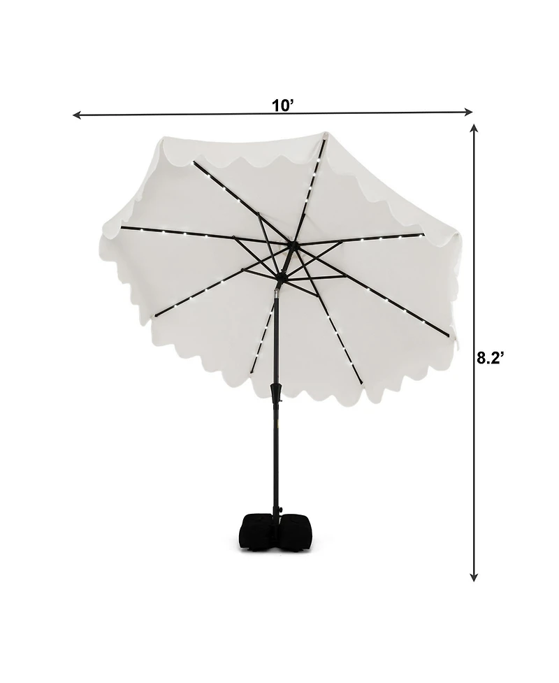 Slickblue Patio Umbrella with Solar Lights and Heavy Duty Weighted Base for Outdoor
