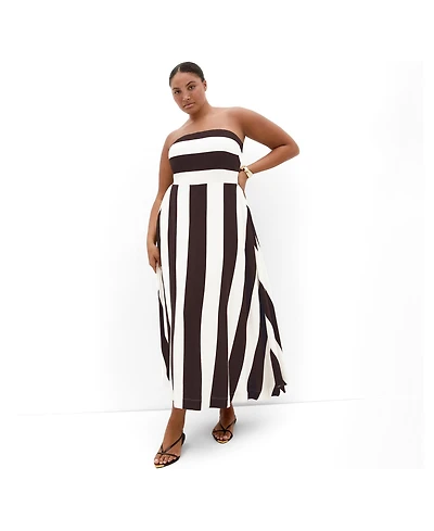 City Chic Women's Simone Strapless Stripe Maxi Dress