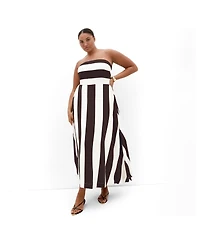 City Chic Women's Simone Strapless Stripe Maxi Dress