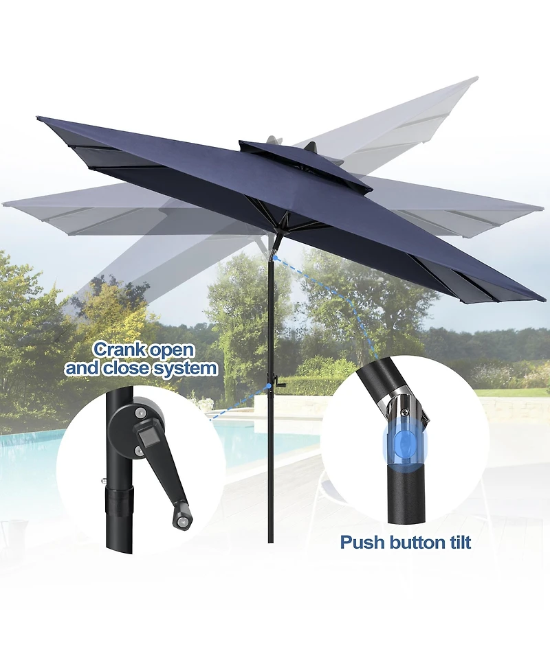 Pellebant Outdoor Patio 10 x 6.5 Ft Market Umbrella with Double Top