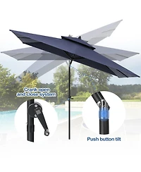 Pellebant Outdoor Patio 10 x 6.5 Ft Market Umbrella with Double Top